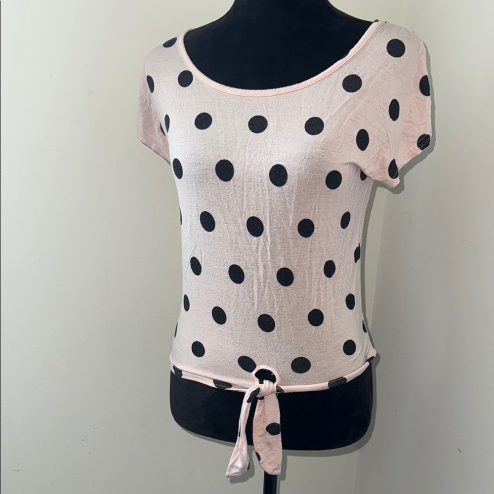 Chic Pink Cap Sleeve Tie-Front Tee
